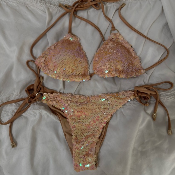 Sequin Bikini Set - Beige - Picture 2 of 6
